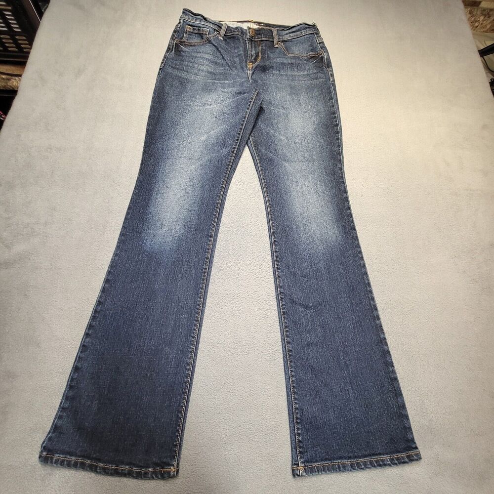 Old Navy Jeans Womens 6 Blue Original Flare Leg Distressed Denim Stretch